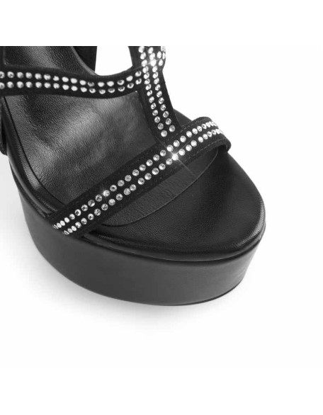 Platform Rhinestone Ankle Strap High Heel Sandals