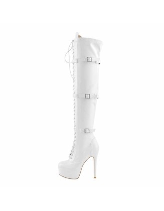 Platform Lace-Up Over The Knee Thigh Boots