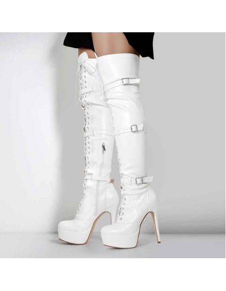 Platform Lace-Up Over The Knee Thigh Boots