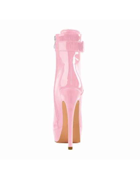 Pink Platform High Heel Lace up Ankle Boots
