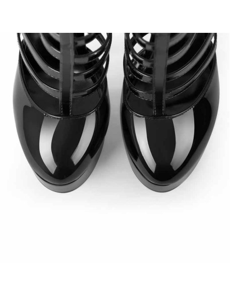 Round Toe Platform Buckle High Heel Stiletto Pumps