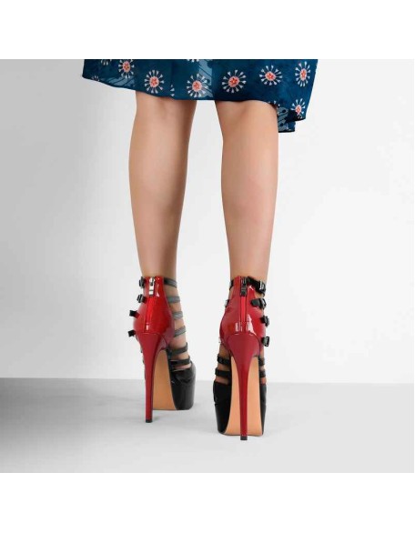 Round Toe Platform Buckle High Heel Stiletto Pumps