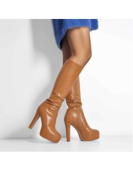 Platform High Heel Zipper Knee High Boots