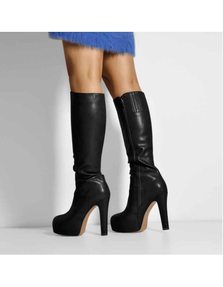 Platform High Heel Zipper Knee High Boots