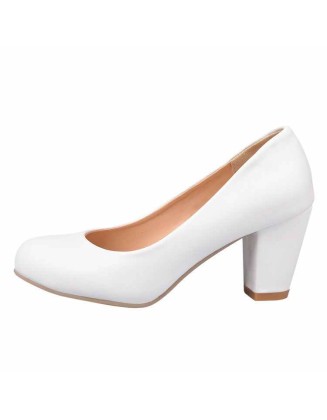 Daily Round Toe Chunky Heel Pumps