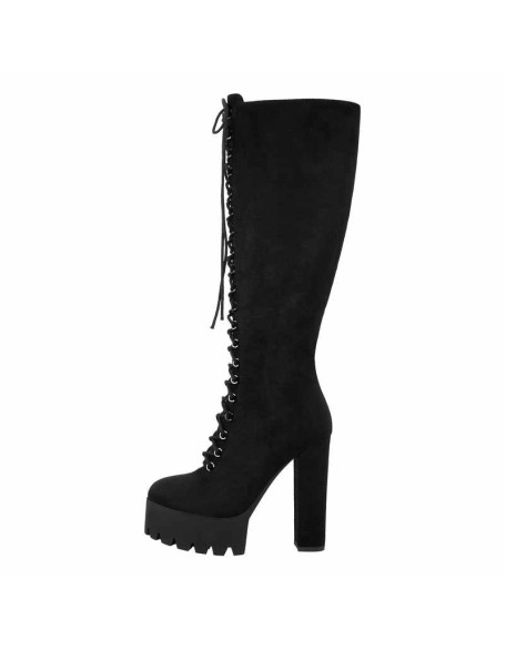 Platform Chunky Heels Lace up Knee High Boots