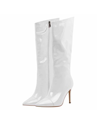 Patent Leather Pointed Toe Knee High Boots