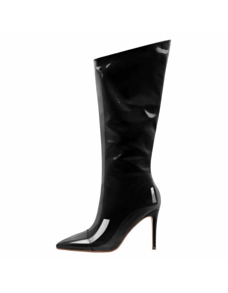 Patent Leather Pointed Toe Knee High Boots