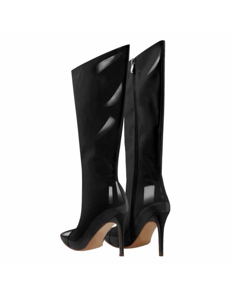 Patent Leather Pointed Toe Knee High Boots