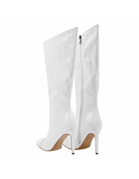 Patent Leather Pointed Toe Knee High Boots