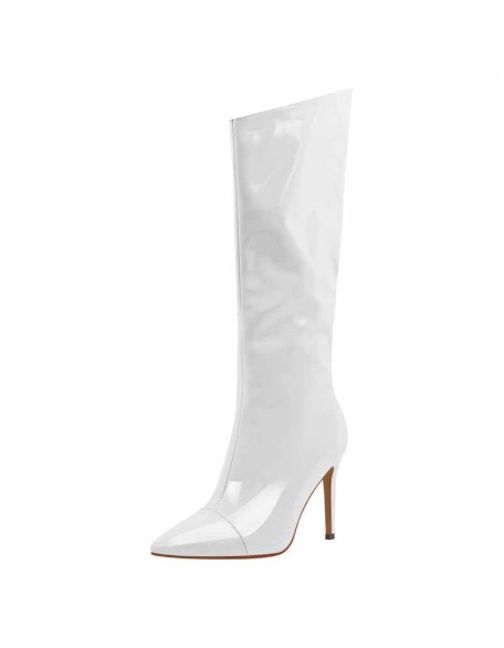 Patent Leather Pointed Toe Knee High Boots