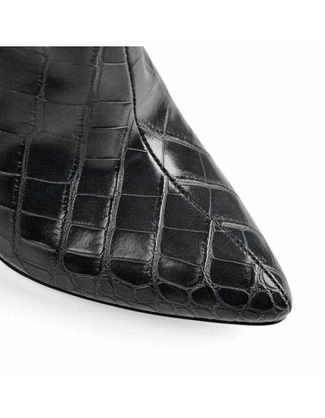 Pointed Toe Stone Pattern Chunky Boots