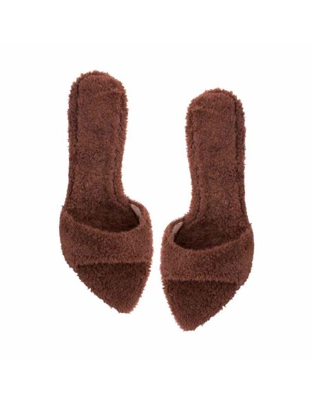 Sherpa Pointed Toe High Heel Sandals