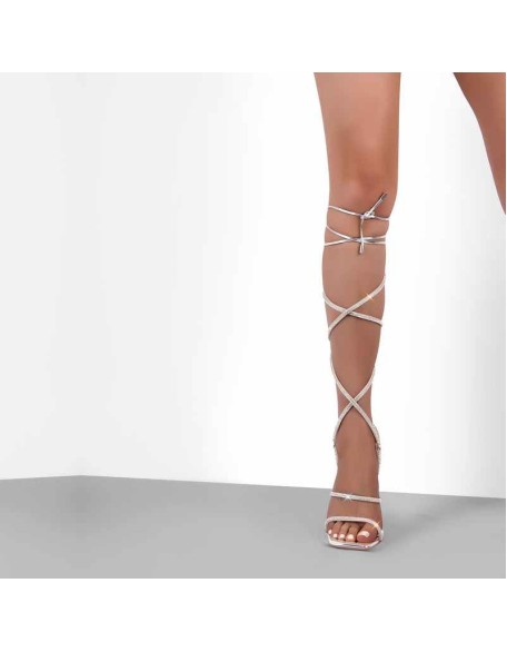 Lace up Rhinestone Strappy High Heel Sandals