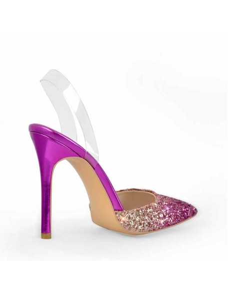 Pointed Toe Sequined Slingback Stiletto Sandals