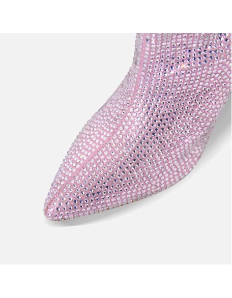 Rhinestone Wedge Heel Knee High Boots