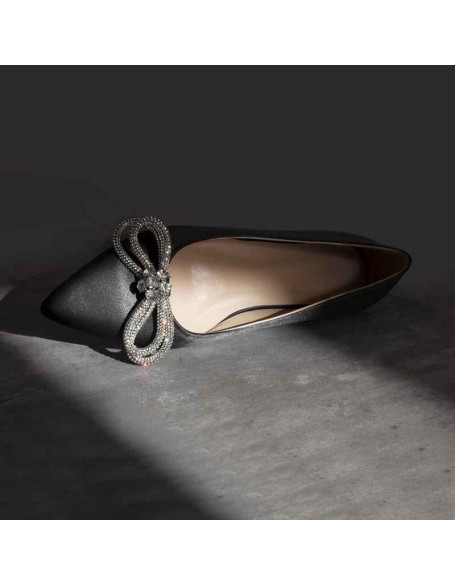 Rhinestones Bow Pointed Toe Flats