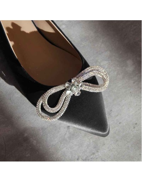 Rhinestones Bow Pointed Toe Flats