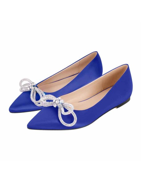 Rhinestones Bow Pointed Toe Flats