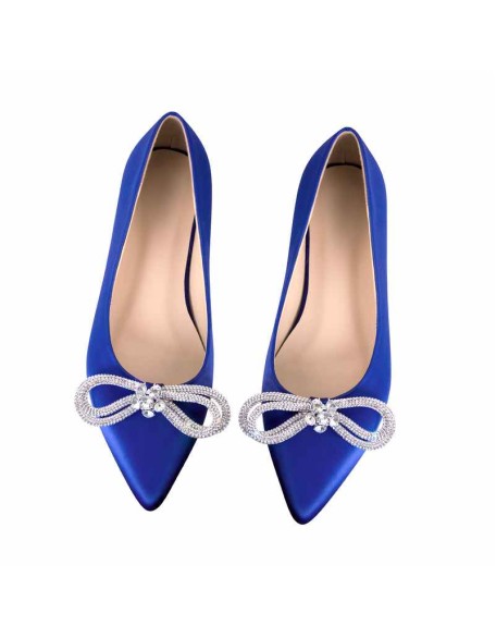 Rhinestones Bow Pointed Toe Flats
