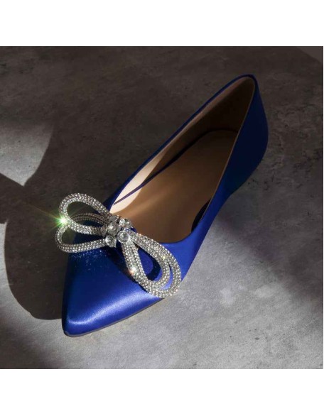 Rhinestones Bow Pointed Toe Flats