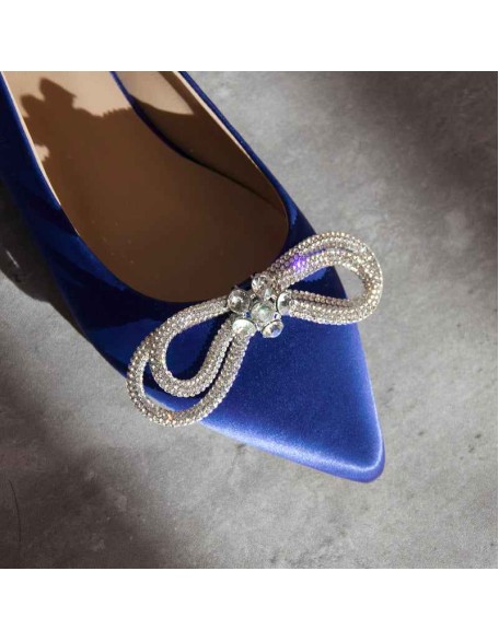 Rhinestones Bow Pointed Toe Flats