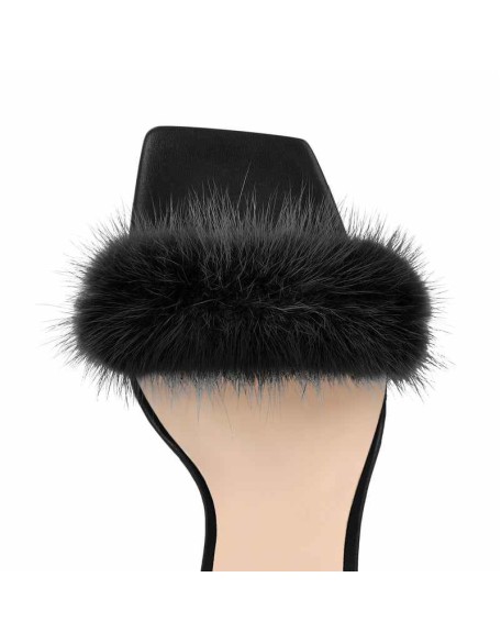 Fluffy Lace up Stilettos High Heel Sandals