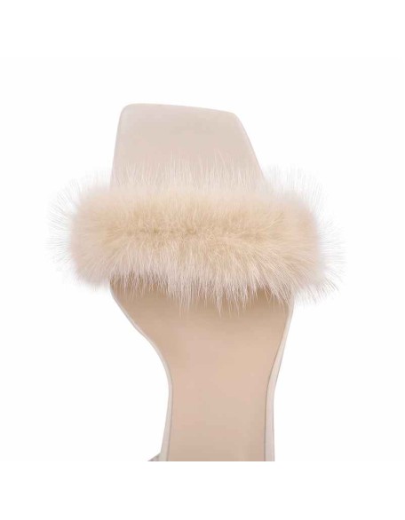 Fluffy Lace up Stilettos High Heel Sandals