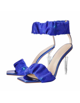 Rhinestone Ankle Strap High Heel Sandals