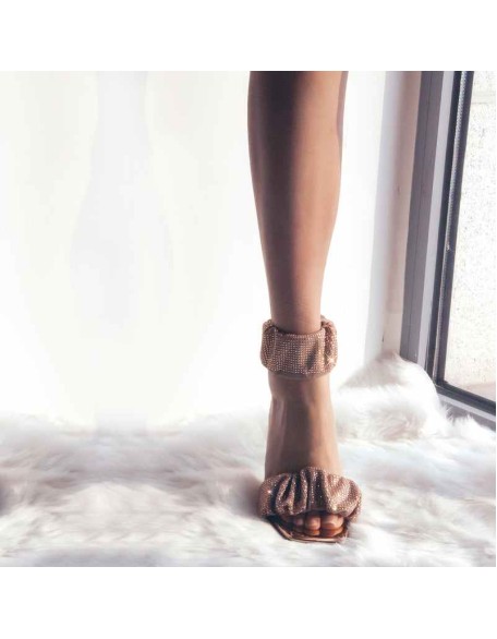 Rhinestone Ankle Strap High Heel Sandals