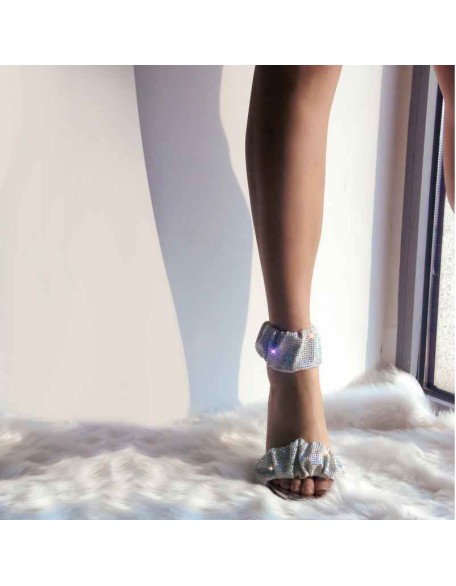 Rhinestone Ankle Strap High Heel Sandals