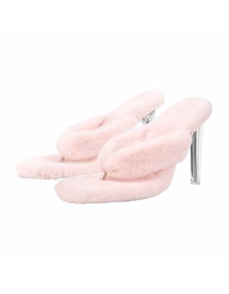 Sherpa Flip Flops High Heel Sandals