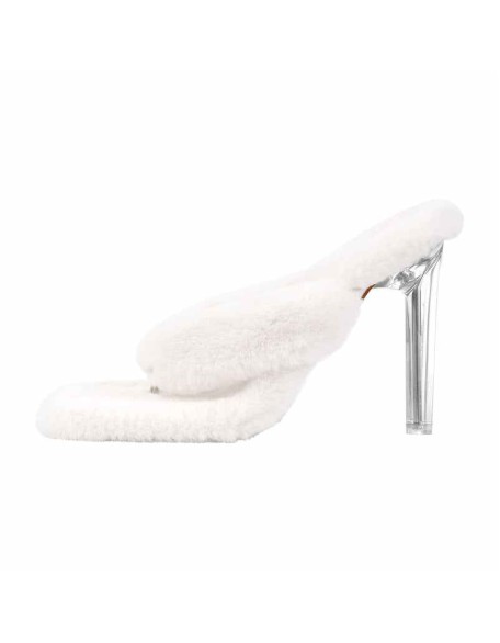 Sherpa Flip Flops High Heel Sandals