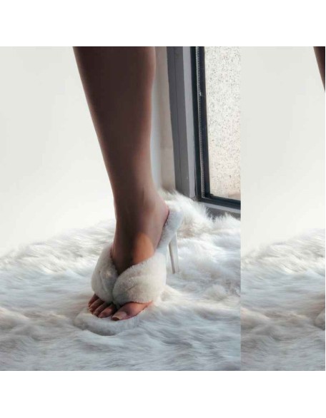 Sherpa Flip Flops High Heel Sandals