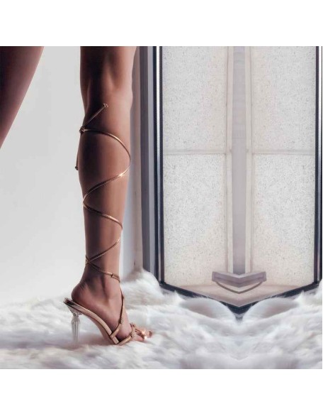 Ankle Strap Lace up Rhinestone Sandals