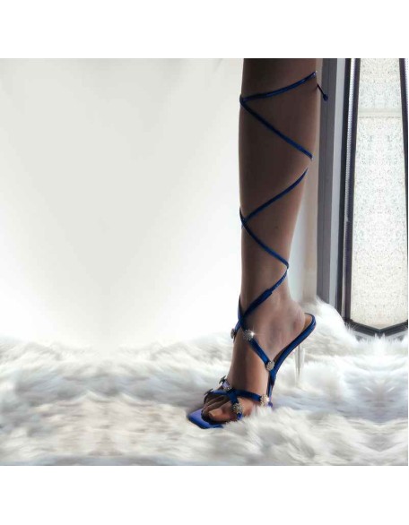 Ankle Strap Lace up Rhinestone Sandals
