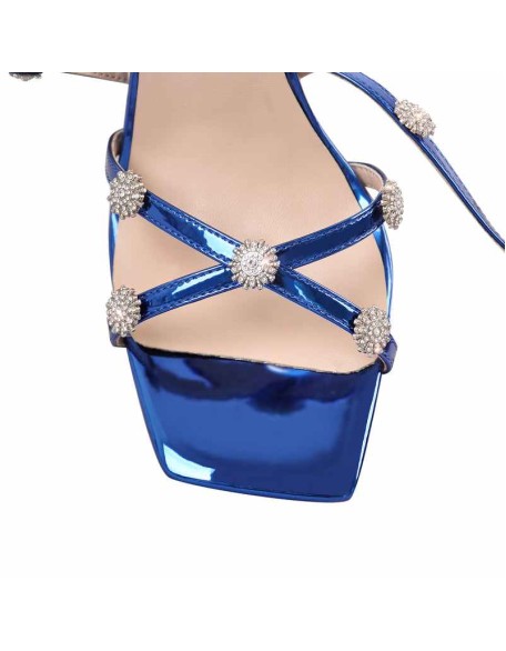 Ankle Strap Lace up Rhinestone Sandals