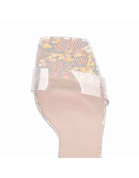 Rhinestone Strap Lace up Chunky Heel Sandals