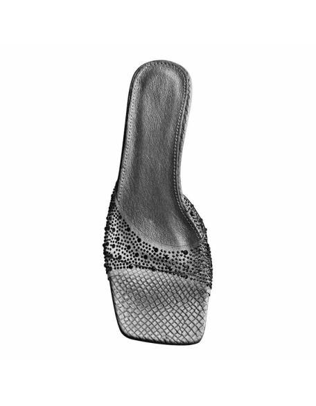 Sequined Mid Transparent Heel Sandals Mules