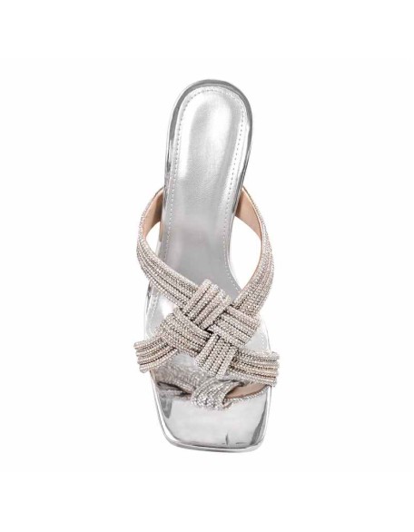 Rhinestone High Heel Sandals Mules