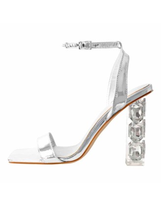 Ankle Strap Rhinestone High Heel Sandals
