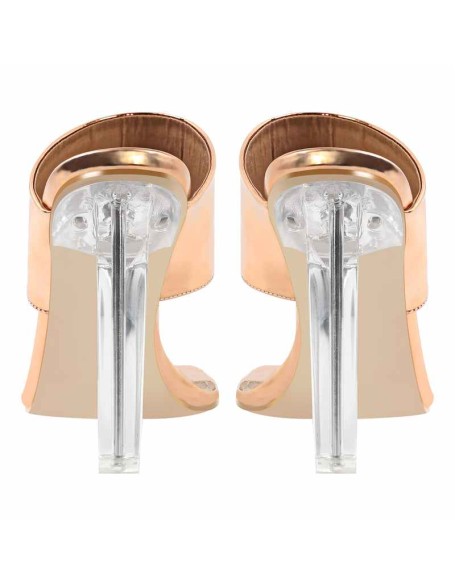 Square Toe Gold High Heels Sandals