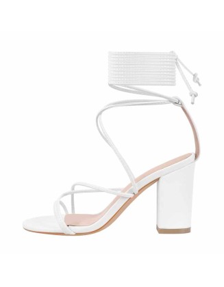 Open Toe Lace-up Chunky Sandals
