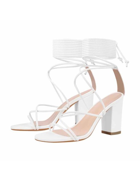 Open Toe Lace-up Chunky Sandals