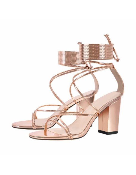 Open Toe Lace-up Chunky Sandals