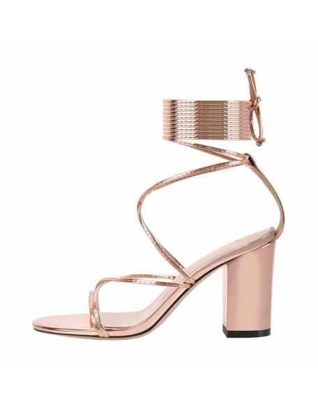 Open Toe Lace-up Chunky Sandals