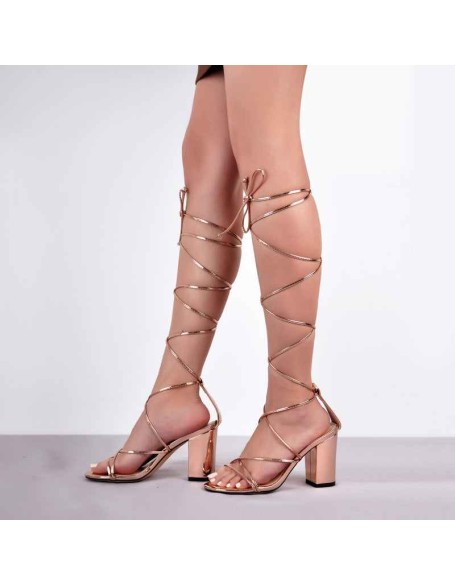 Open Toe Lace-up Chunky Sandals