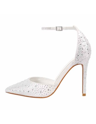 Rhinestone Two-Piece Ankle Strap Stiletto Pumps