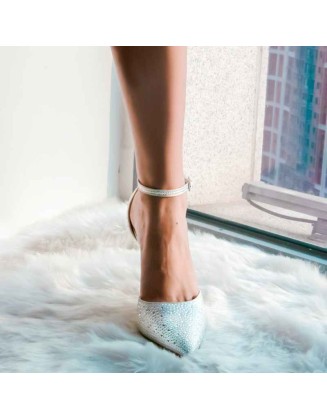 Rhinestone Two-Piece Ankle Strap Stiletto Pumps