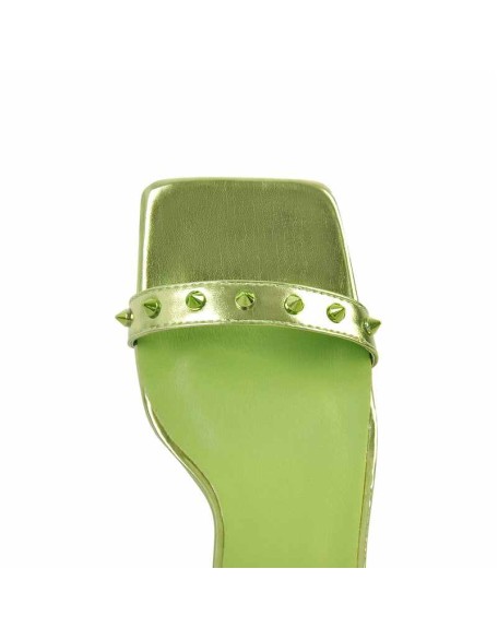 Rivet Square Toe Ankle Strap Stiletto Sandals